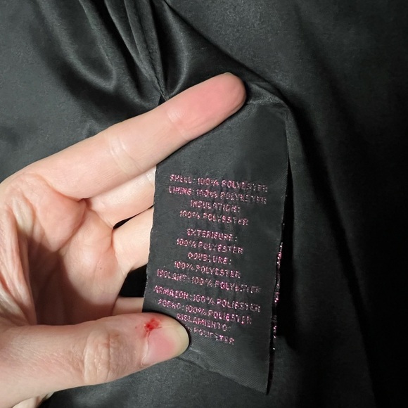 Betsey Johnson Black Quilted Heart Button Back Bow Babydoll Jacket Coat - Picture 9 of 16